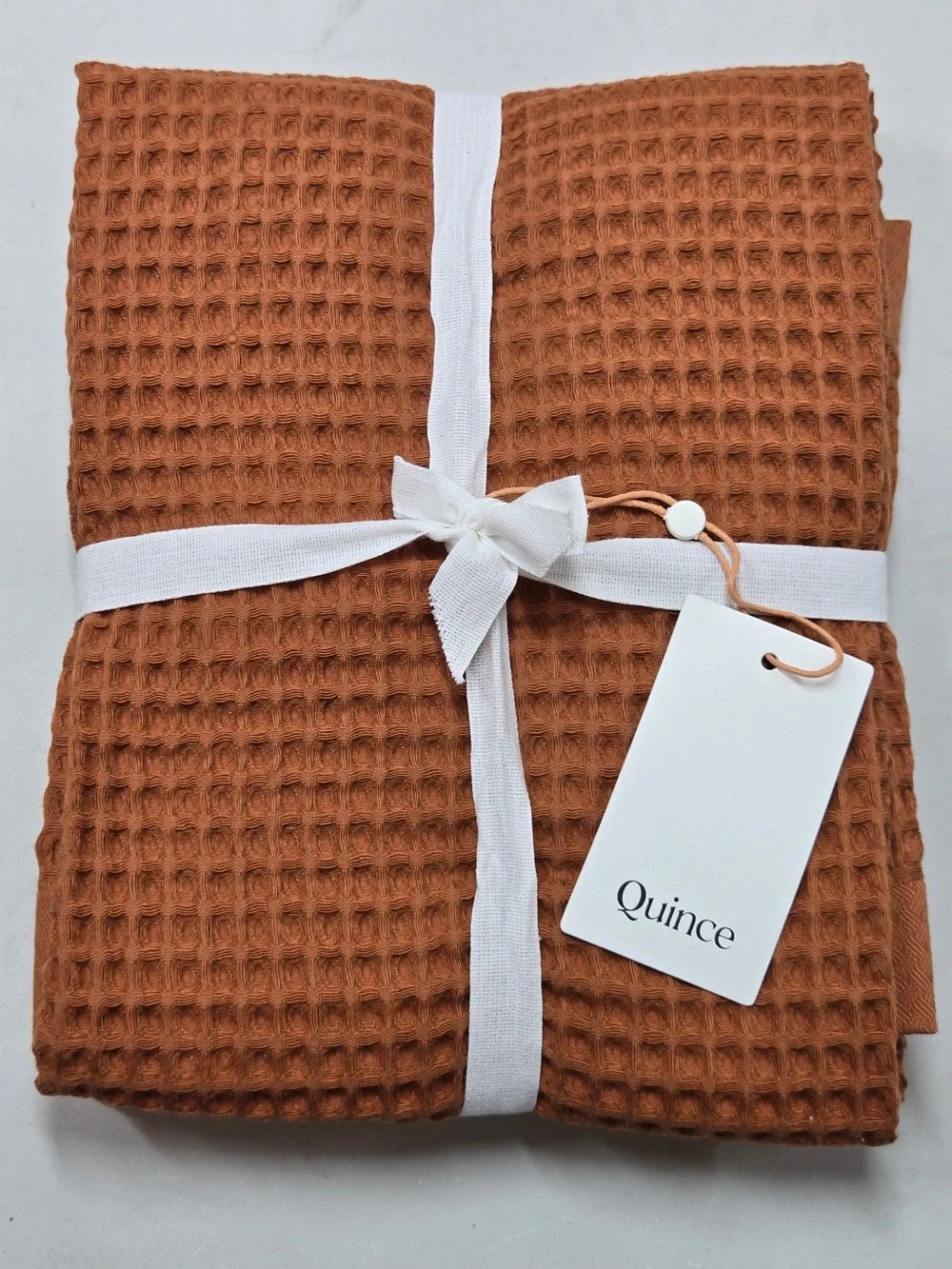 NWT QUINCE Set Of 2 Turkish Waffle Hand Towels Terracotta 8911